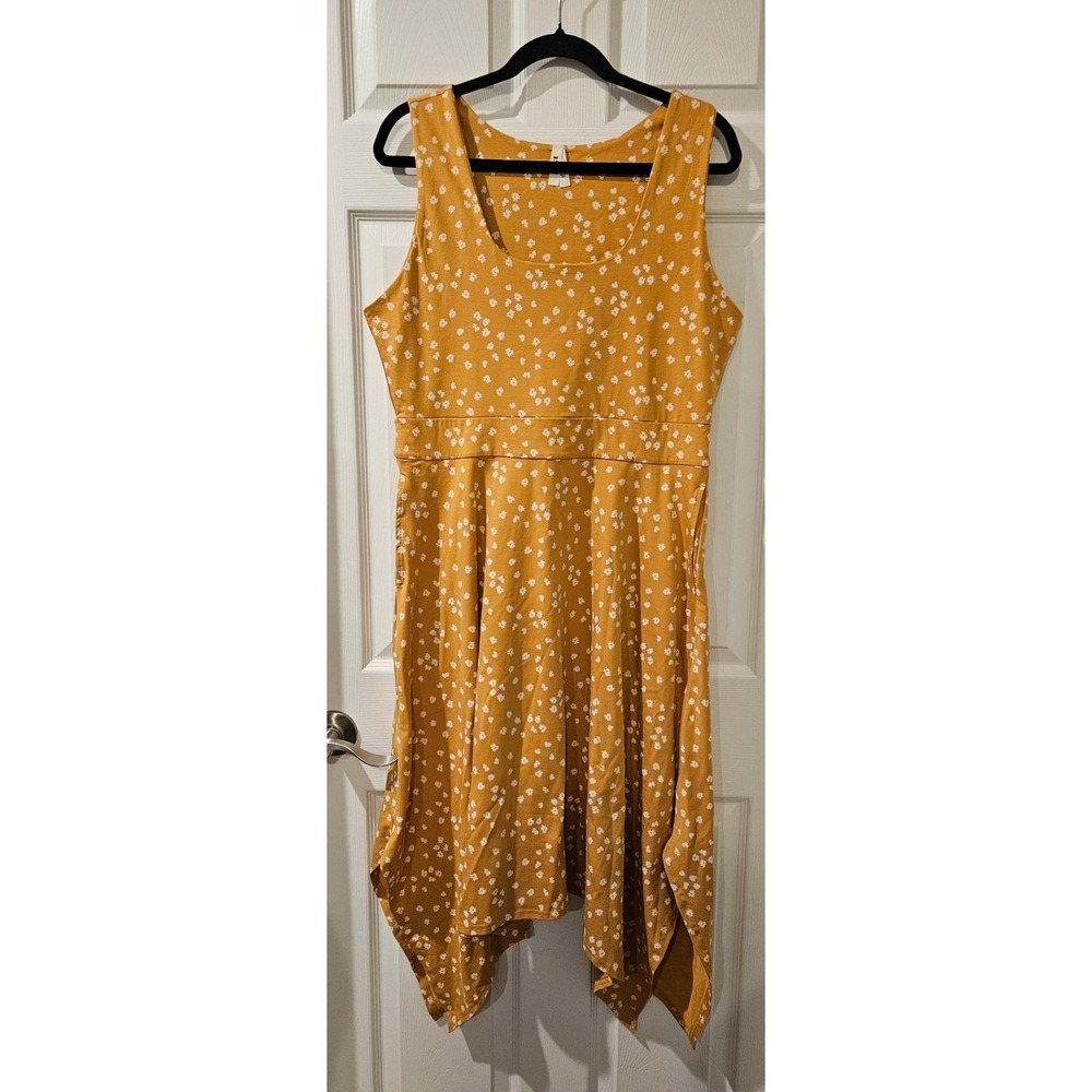Pact Women's Mustard Yellow Polka Dot Midi Dress